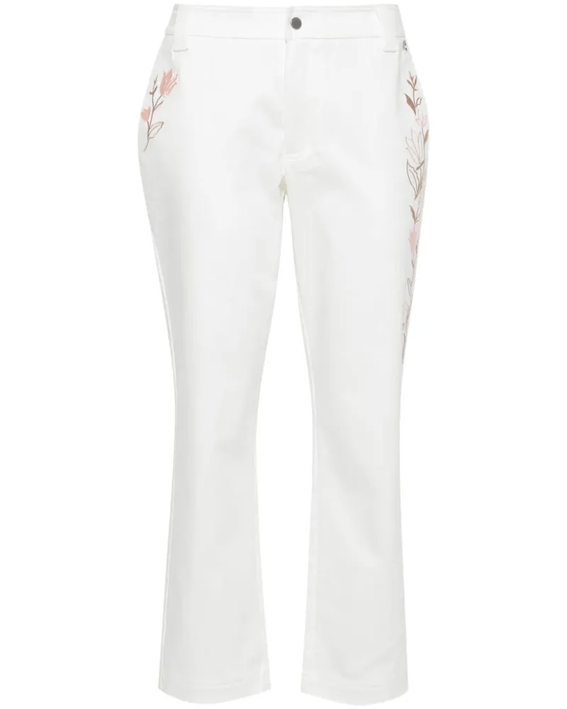 Twin-Set Hose mit Blumenstickerei - Weiß Weiß