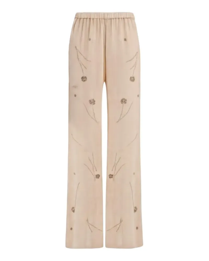 forte_forte bead-embellished velvet trousers - Nude Nude