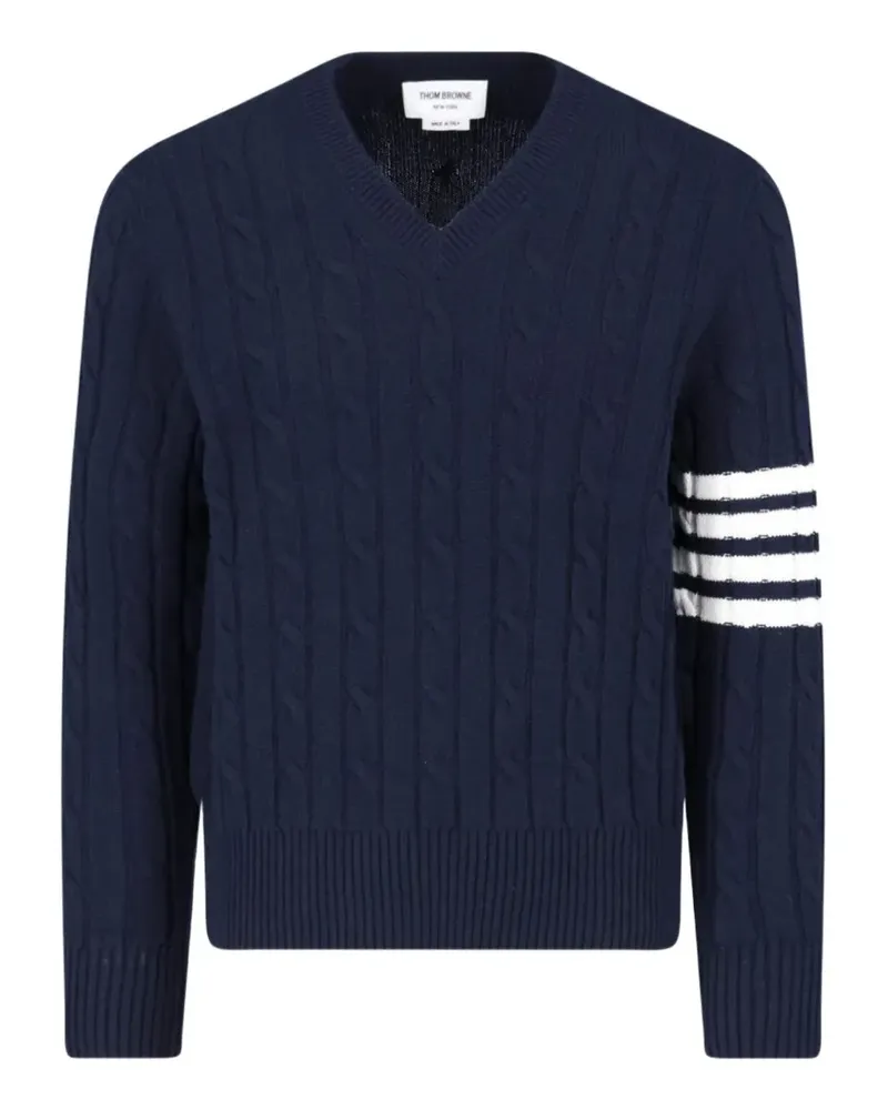 Thom Browne 4-Bar Pullover mit Zopfmuster - Blau Blau