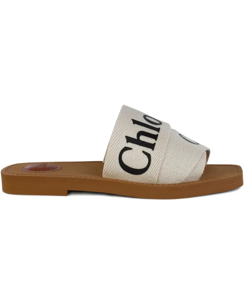Chloé logo-print flat sandals - Nude Nude