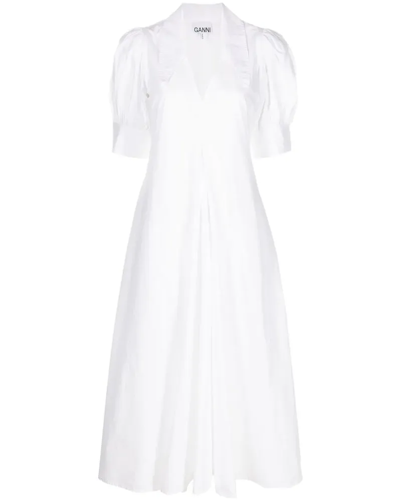 Ganni Maxikleid aus Bio-Baumwolle - Weiß Weiß