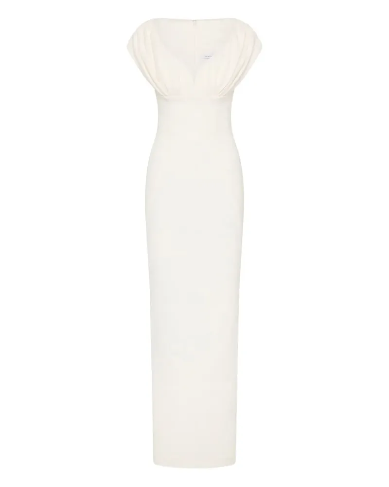 Rachel Gilbert Drapiertes Myra Maxikleid mit V-Ausschnitt - Weiß Weiß