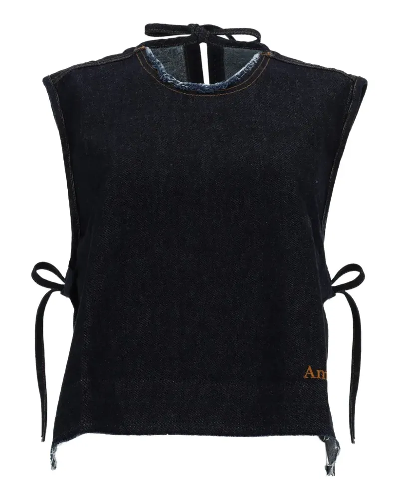 Amish tie-neck top - Blau Blau