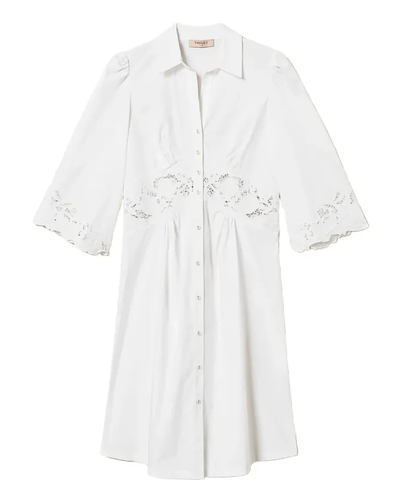 Twin-Set lace-detail midi shirt dress - Weiß Weiß