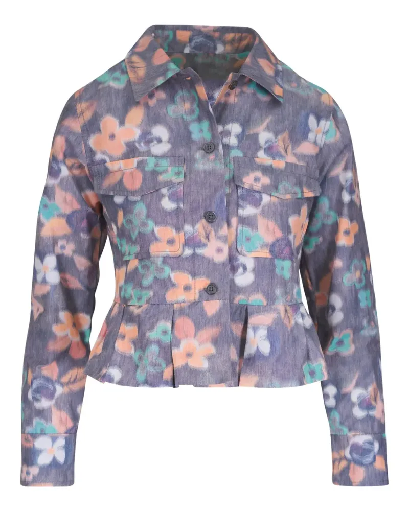 ODEEH Jacke mit Blumen-Print - Grau Grau