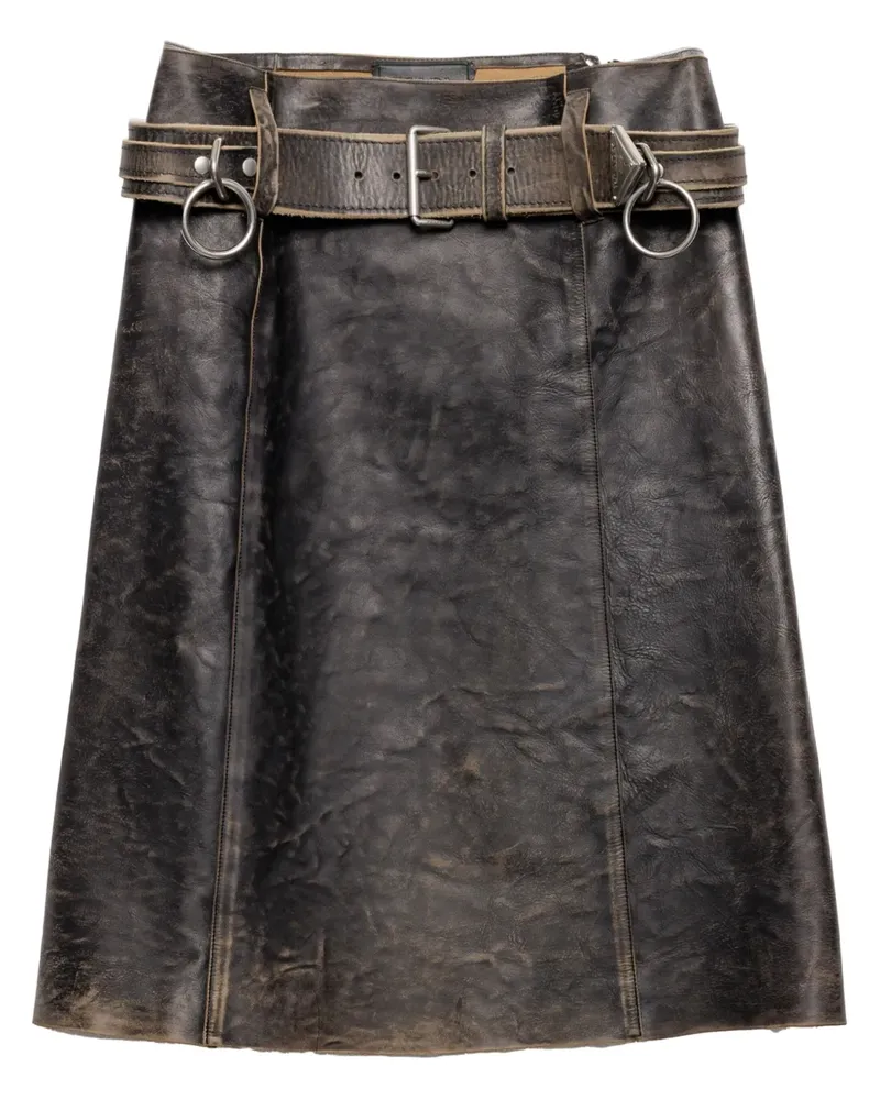 Prada Minirock aus Leder - Schwarz Schwarz