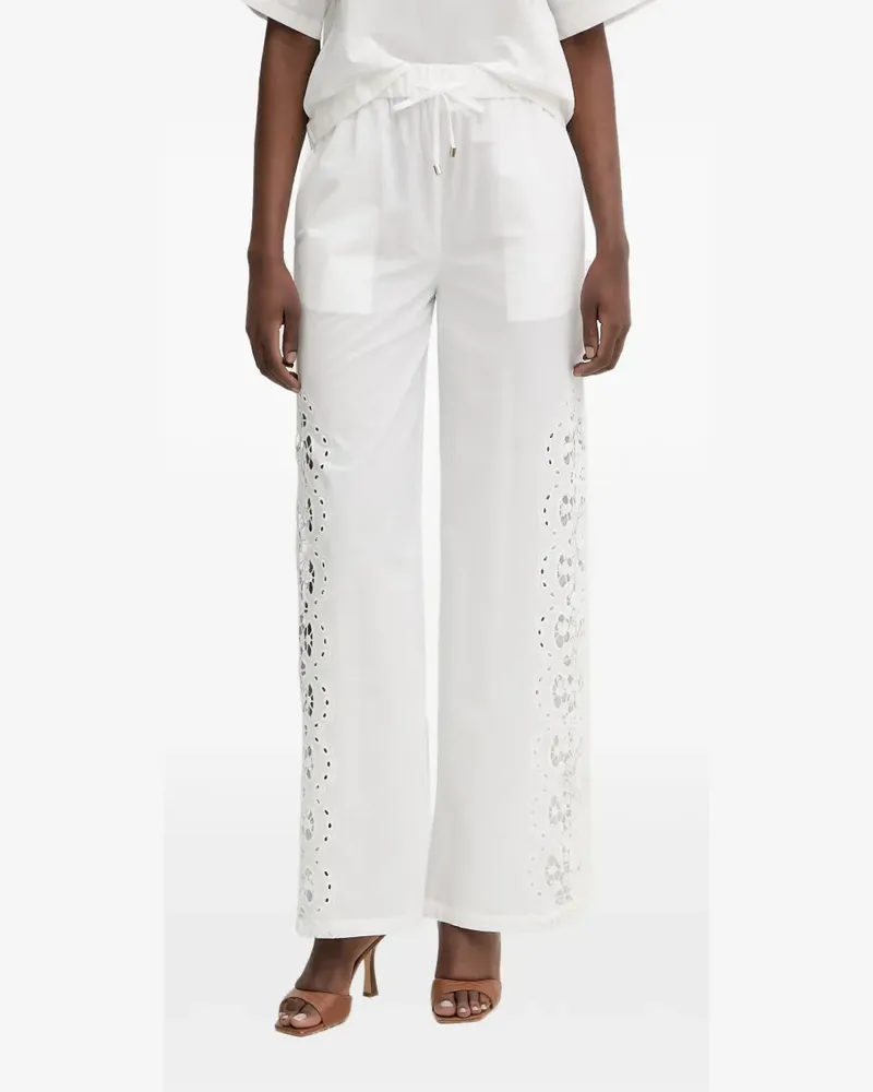Patrizia Pepe lace-insert drawstring trousers - Weiß Weiß