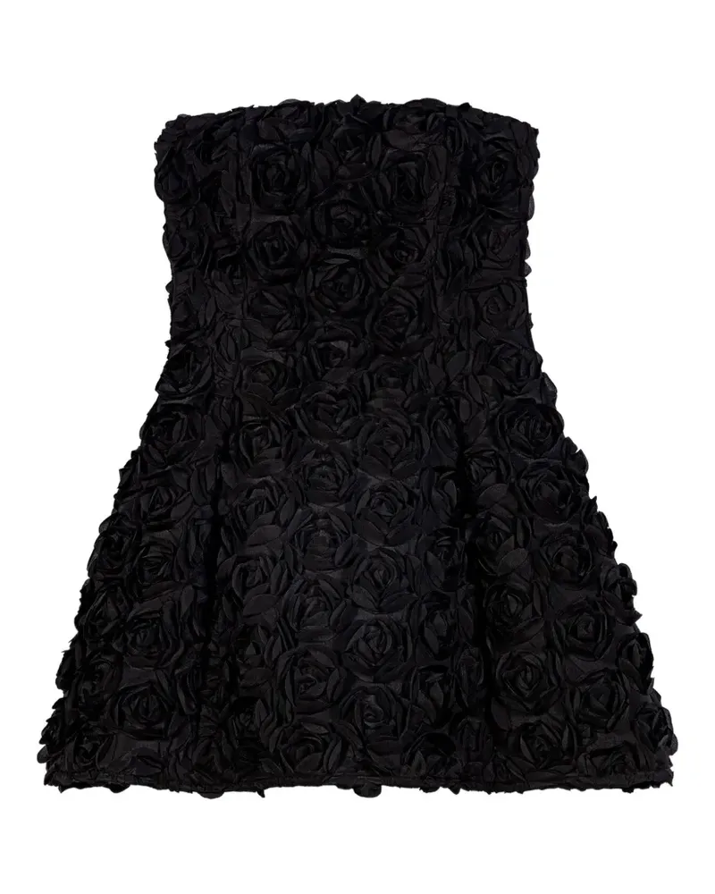 Maje floral-appliqué strapless mini dress - Schwarz Schwarz