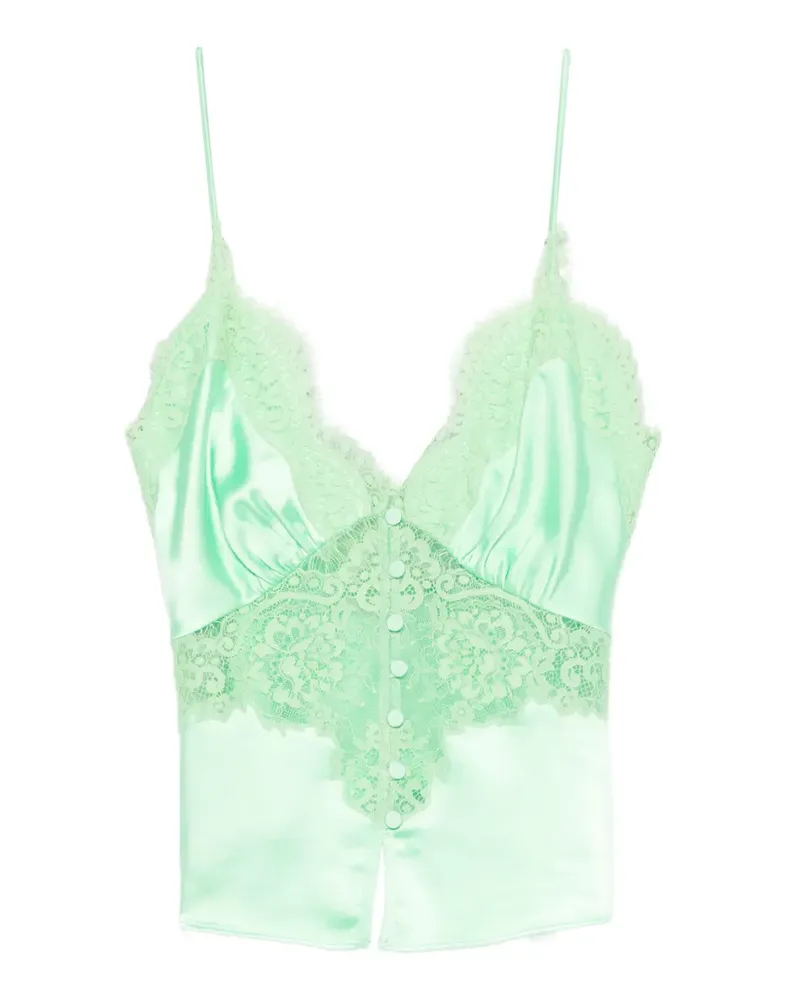 Self-Portrait Geknöpftes Spitzenoberteil - Grün Grün