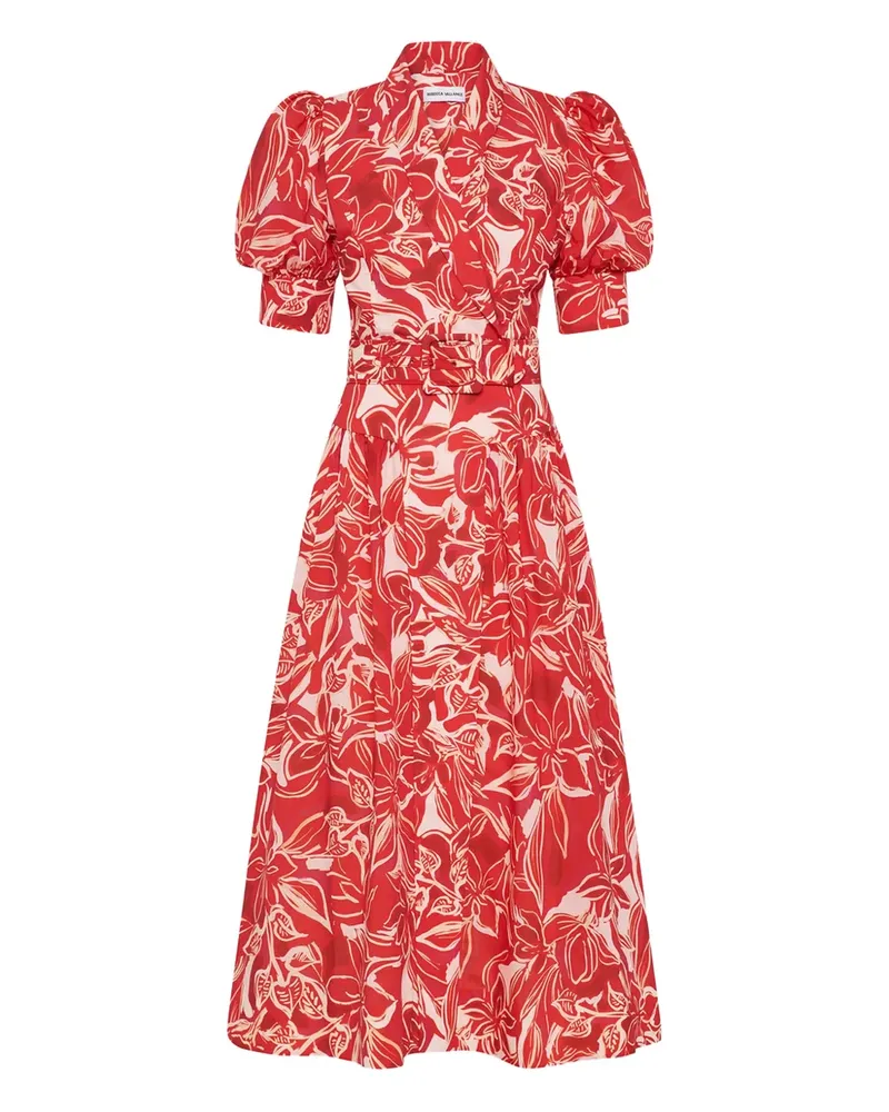 Rebecca Vallance Alloure Midikleid mit Puffärmeln - Rot Rot