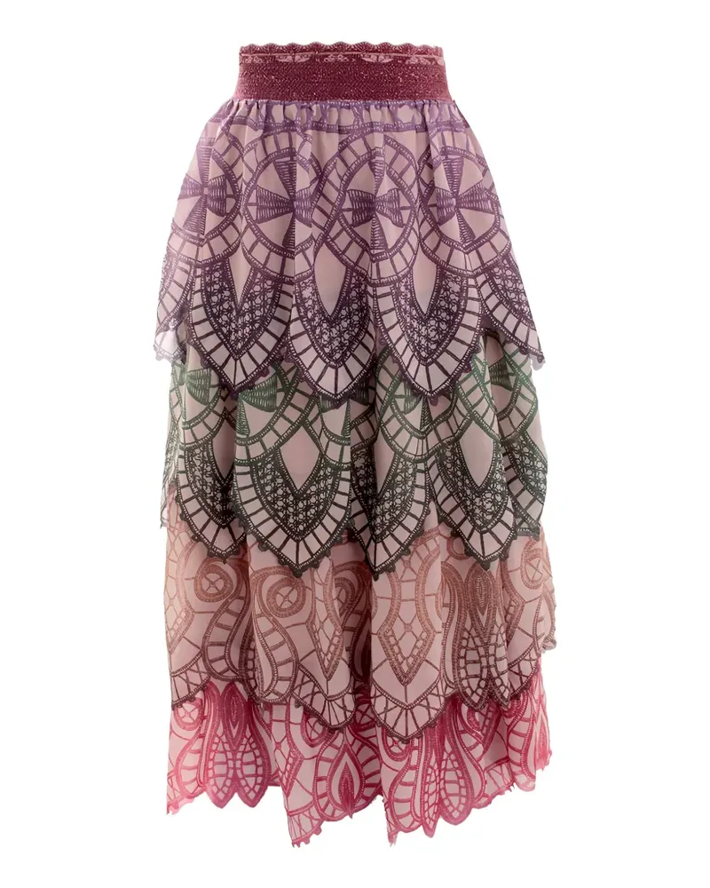 Cecilia Prado Aurora tiered midi skirt - Rosa Rosa