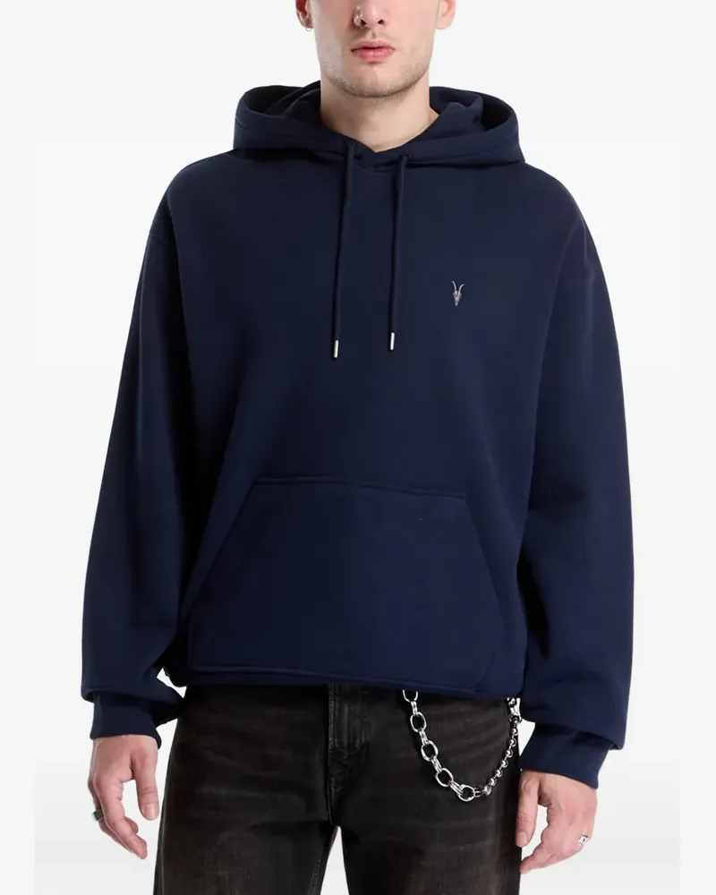 AllSaints Asher Ramskull logo-embroidered drawstring hoodie - Blau Blau