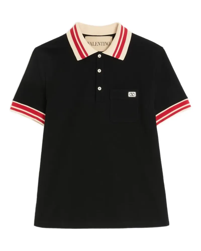 Valentino Garavani Poloshirt mit VLogo-Patch - Schwarz Schwarz