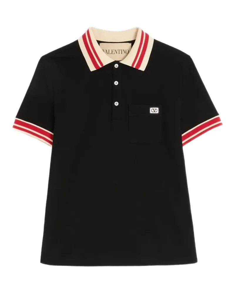 Valentino Garavani Poloshirt mit Logo-Patch - Schwarz Schwarz