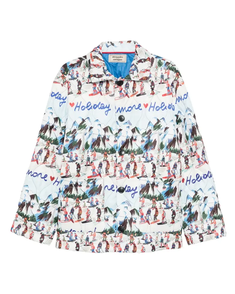 Alessandro Enriquez Hemdjacke mit Print - Blau Blau