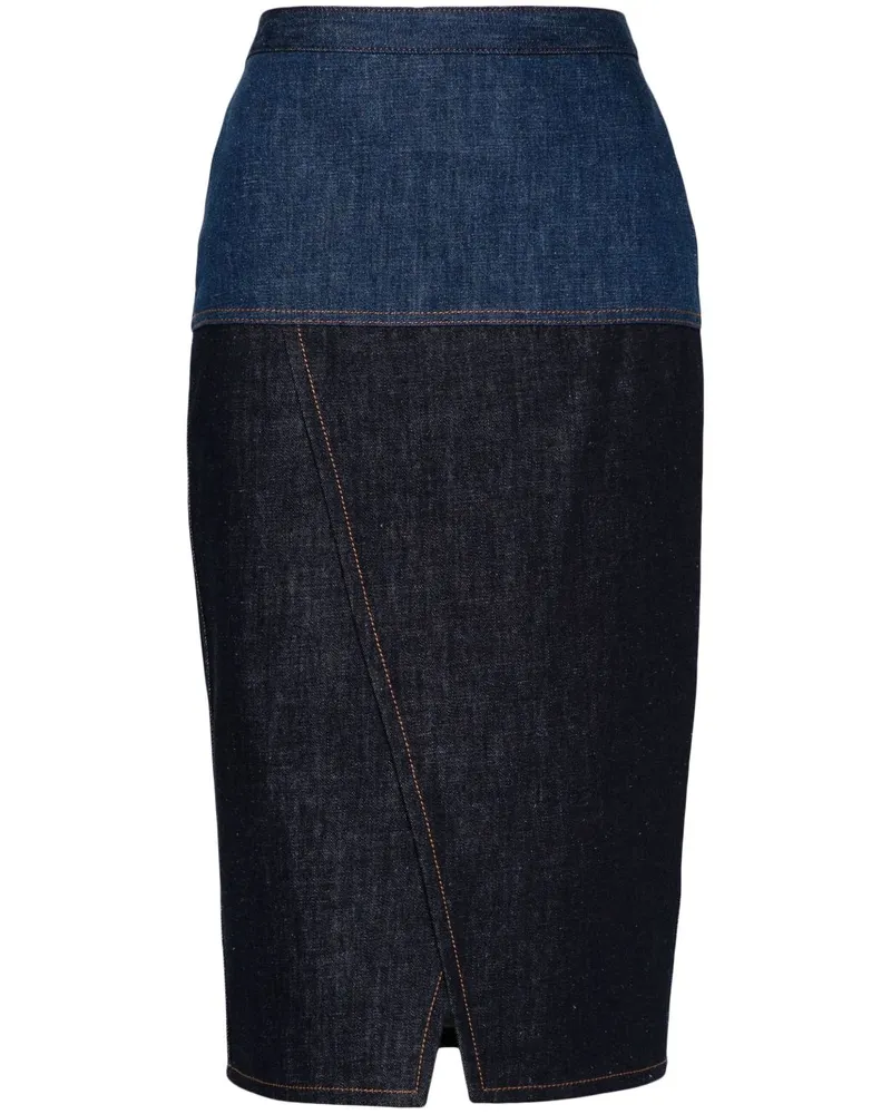 Fendi Zweifarbiger Jeans-Midirock - Blau Blau