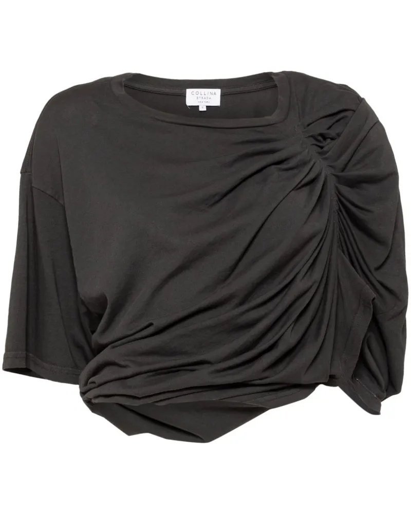 Collina Strada Drapiertes Eva T-Shirt - Schwarz Schwarz