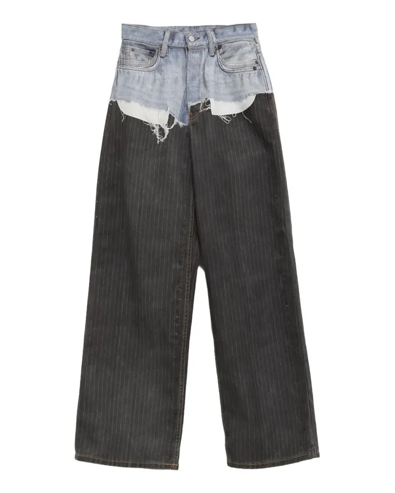 Acne Studios Ausgefranste Hose mit Nadelstreifen - Schwarz Schwarz