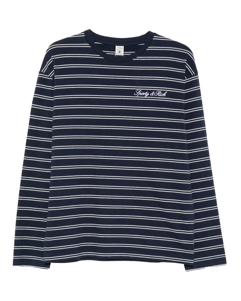 SPORTY & RICH Signature logo striped long-sleeve T-shirt - Blau Blau