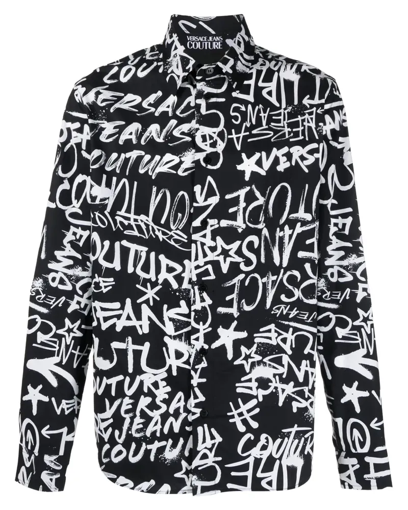 Versace Jeans Hemd mit Logo-Print - Schwarz Schwarz