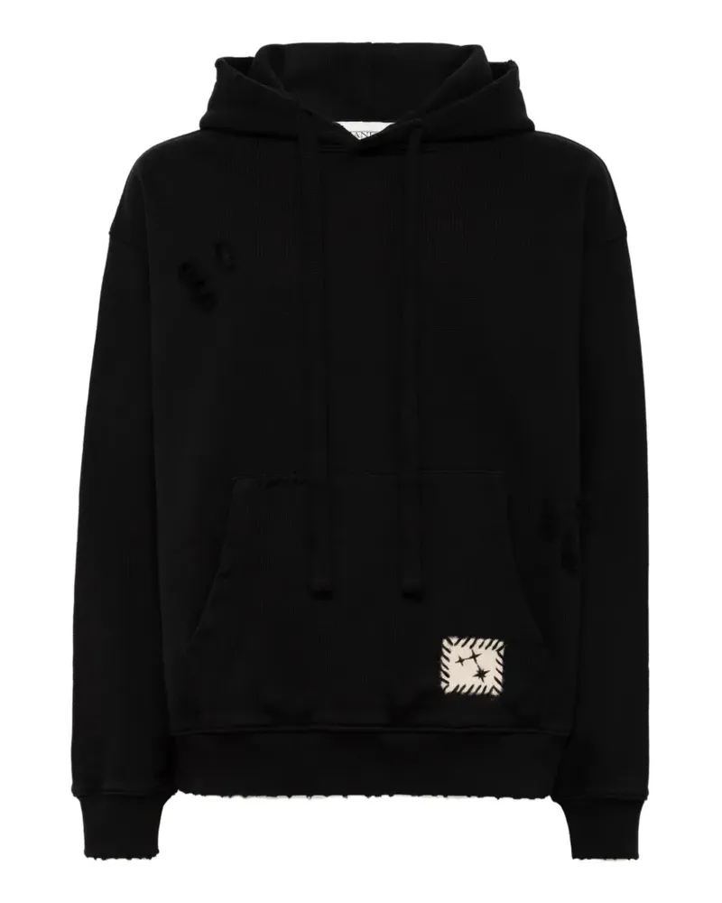 Laneus Destroyed Hoodie - Schwarz Schwarz