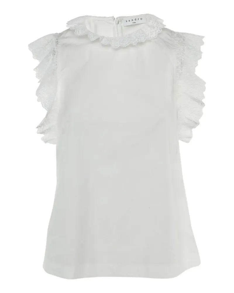 Sandro ruffle-trim cotton blouse - Weiß Weiß