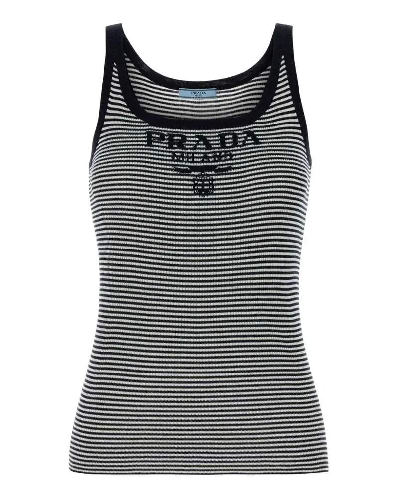 Prada striped embroidered silk tank top - Schwarz Schwarz