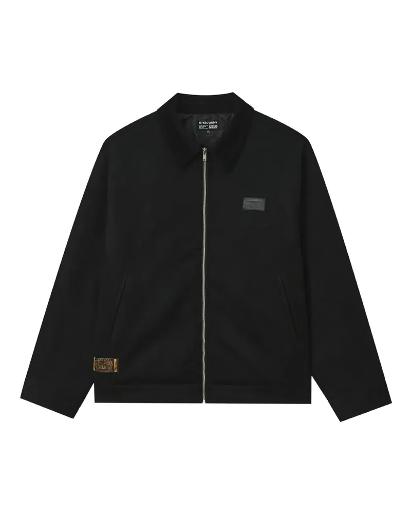 Izzue logo-patch zip-up jacket - Schwarz Schwarz