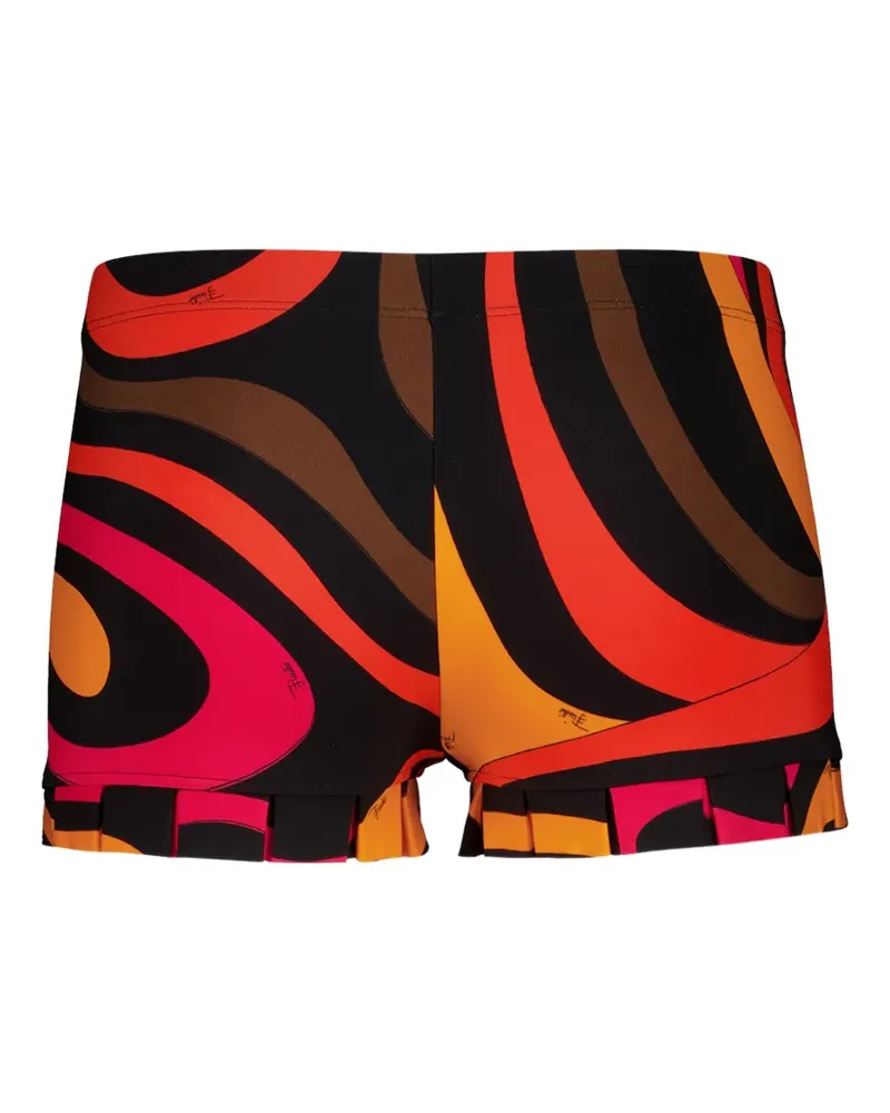 Emilio Pucci Iride-print pleated-trim mini shorts - Schwarz Schwarz