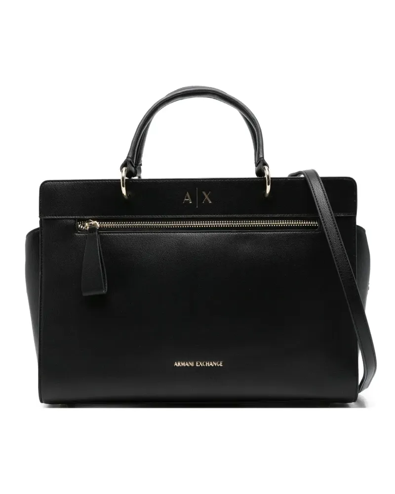 Armani Exchange Tote Bag mit Reißverschluss - Schwarz Schwarz