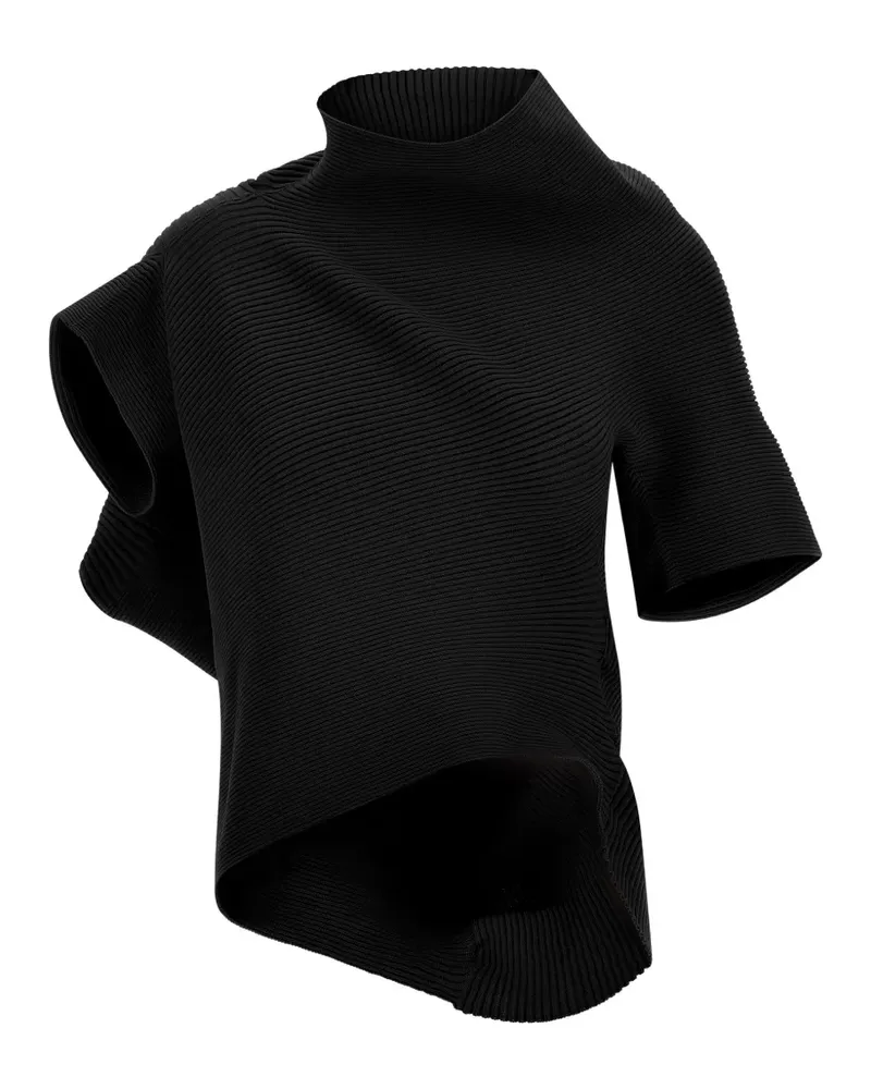Issey Miyake Geripptes Life Form Oberteil mit asymmetrischem Design - Schwarz Schwarz