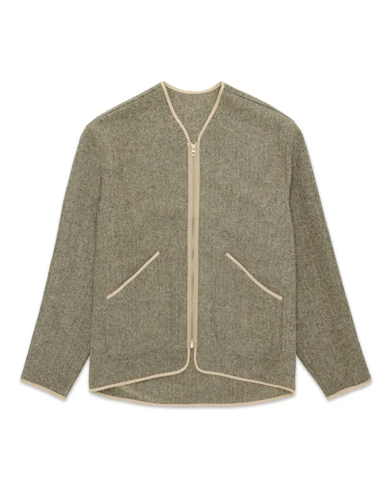 Fortela herringbone-pattern zip-up cardigan - Grün Grün