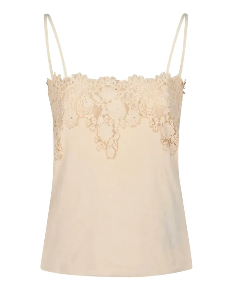 Alberta Ferretti Spaghettibluse mit Spitzenbesatz - Nude Nude