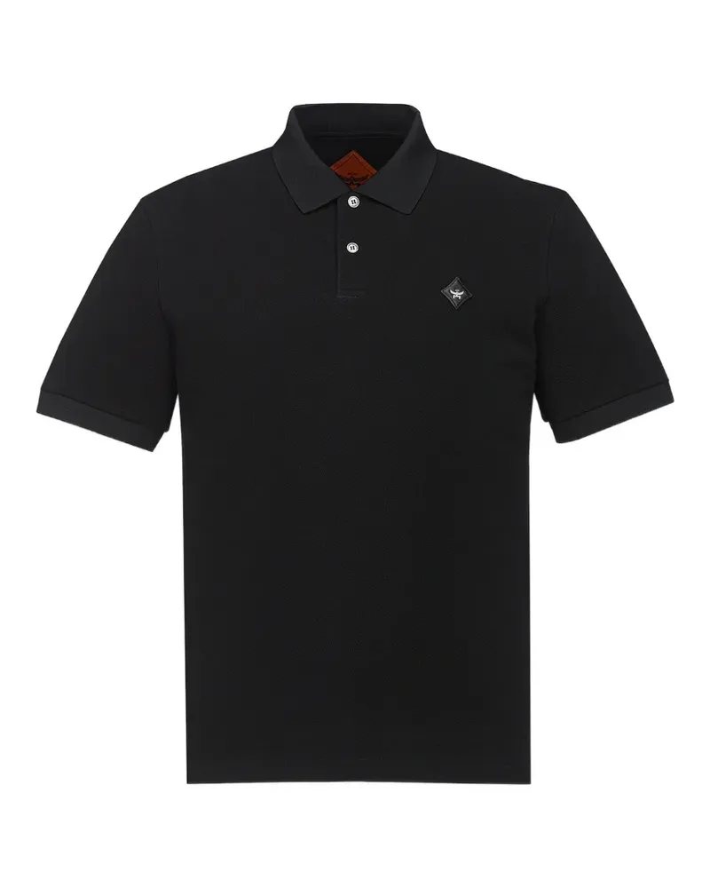 MCM Piqué-Poloshirt mit Rauten-Patch - Schwarz Schwarz