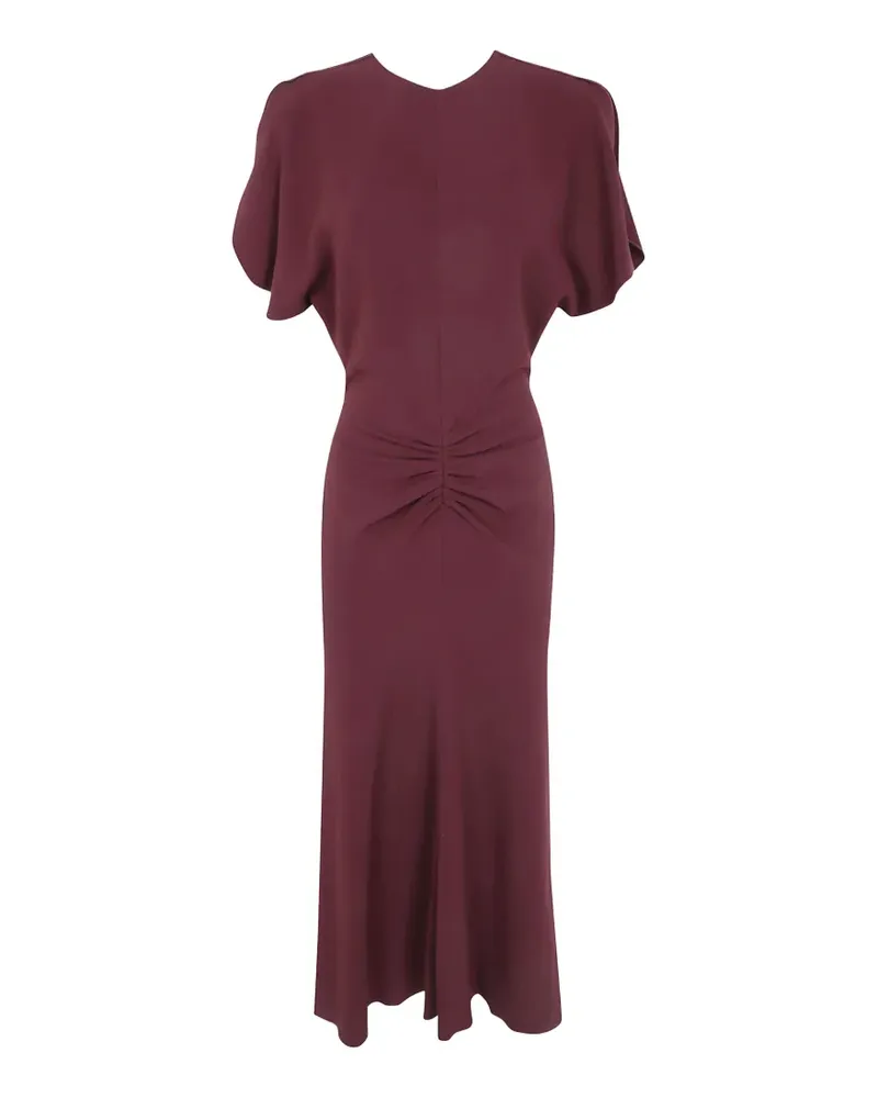 Victoria Beckham Bela gathered-waist flared midi dress - Rot Rot