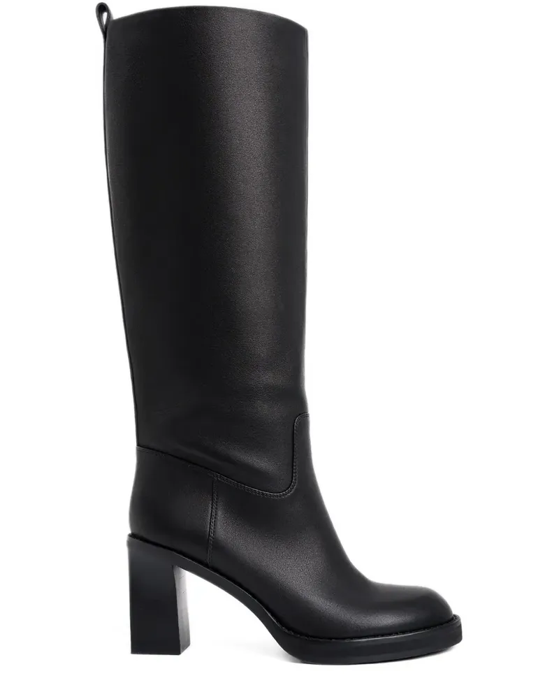 12 STOREEZ Kniehohe Stiefel 85mm - Schwarz Schwarz