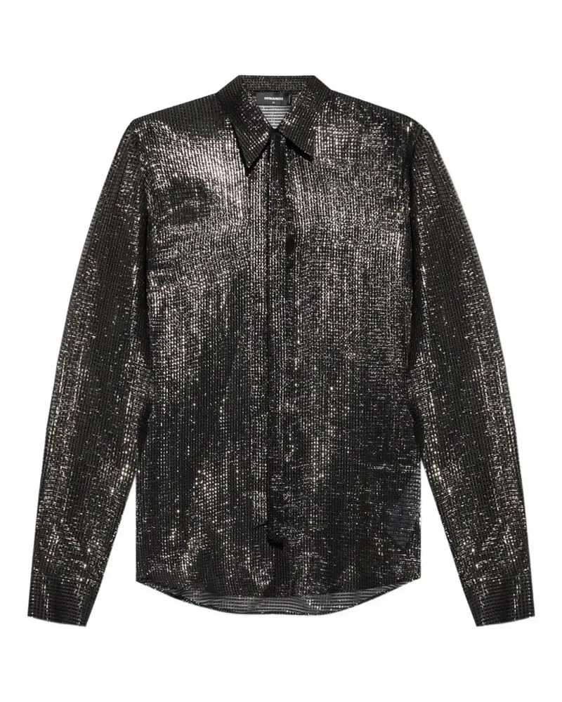 Dsquared2 Glitter-Hemd mit Schleifenkragen - Schwarz Schwarz
