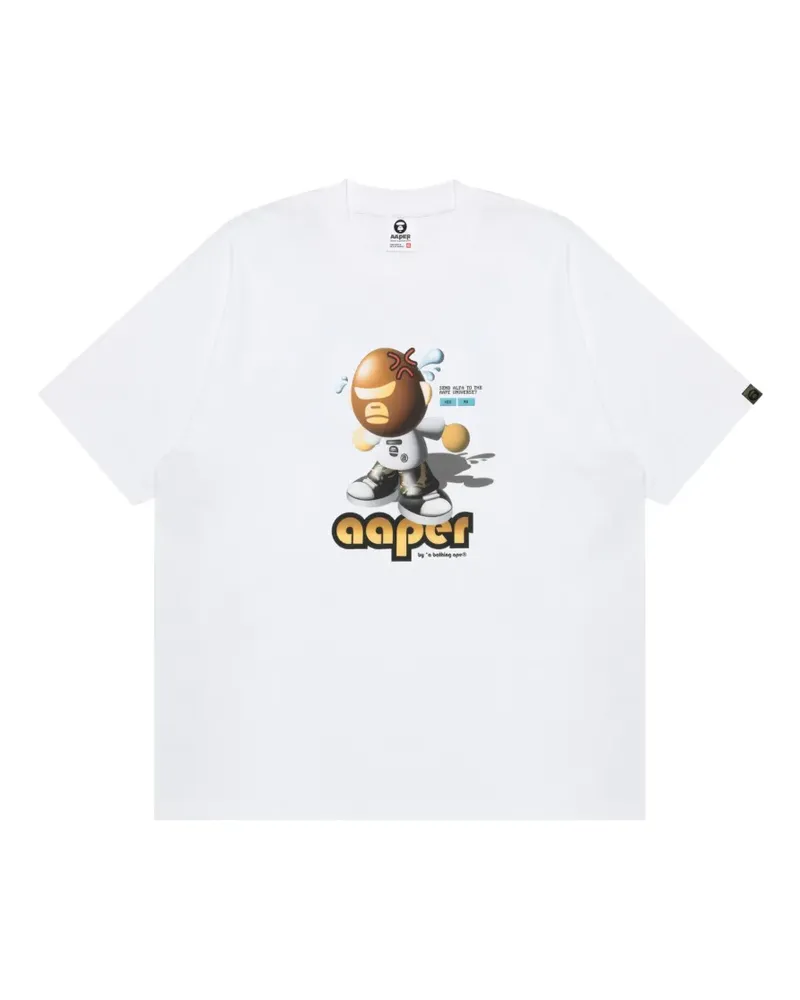 BAPE Moonface T-Shirt mit grafischem Print - Weiß Weiß