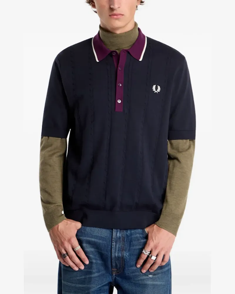 Fred Perry Poloshirt mit Zopfmuster - Blau Blau