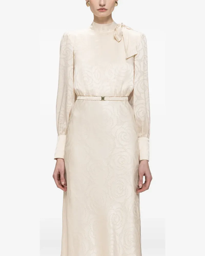 NISSA satin viscose midi dress - Nude Nude