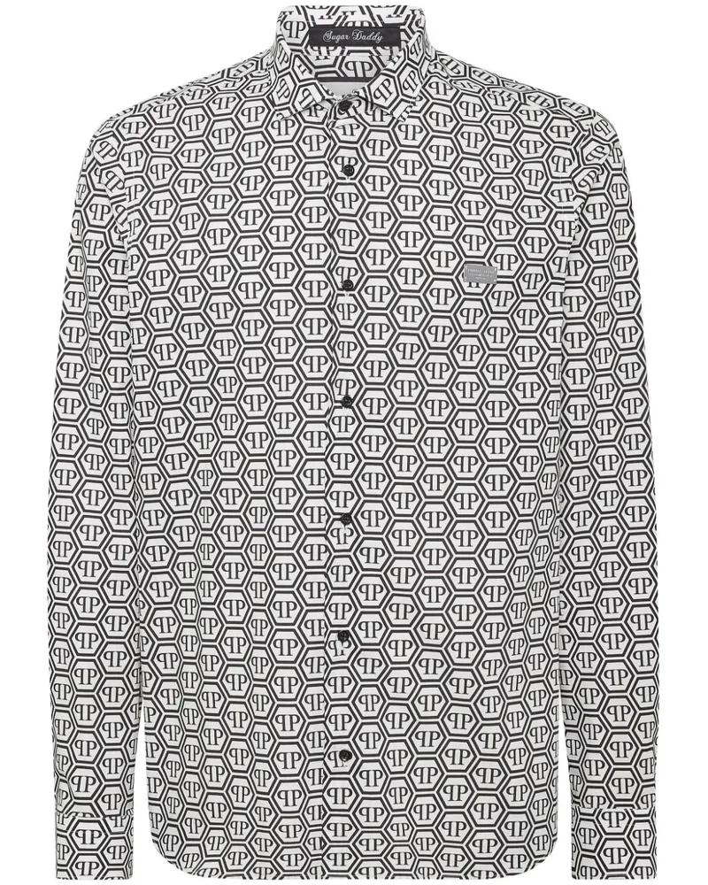 Philipp Plein Hemd mit Monogramm-Print - Schwarz Schwarz