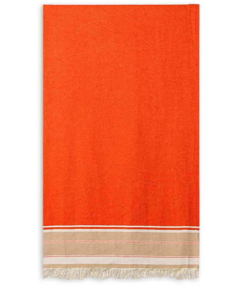 The House of Lyria Djerba Decke mit Kontrastrand - Orange Orange