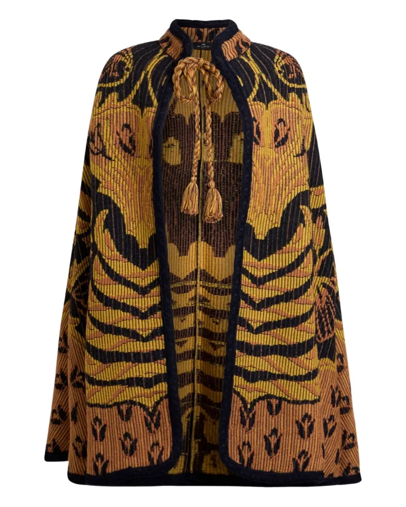 Etro Cape mit Jacquardmuster - Gelb Gelb