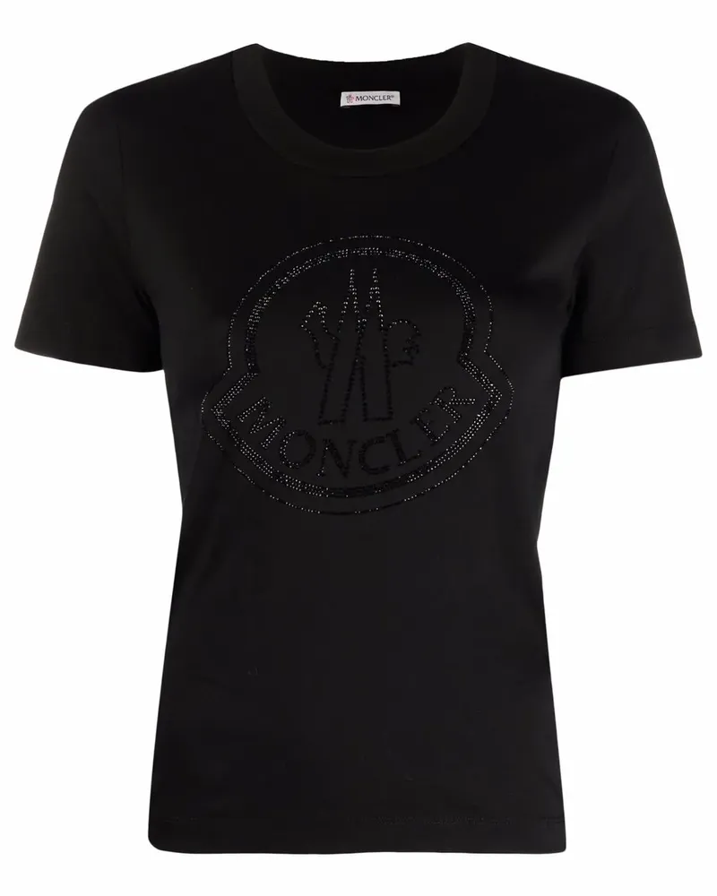 Moncler T-Shirt mit Logo-Applikation - Schwarz Schwarz