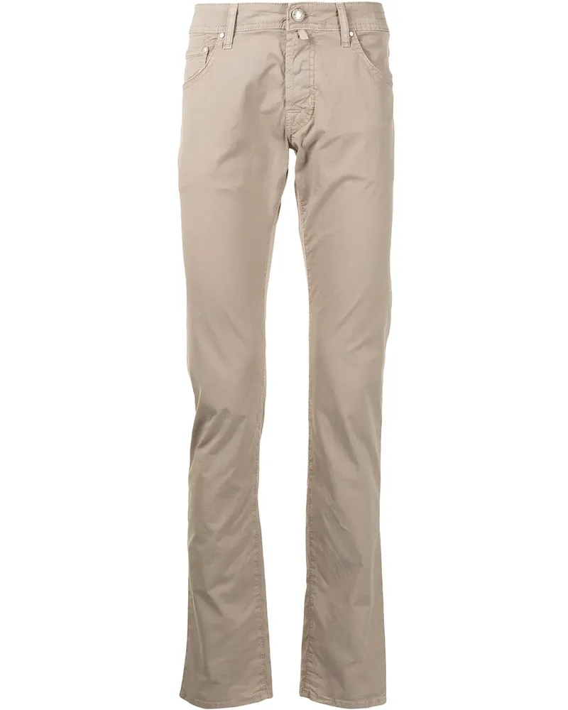 Jacob Cohën Schmale Hose mit Knitteroptik - Braun Braun