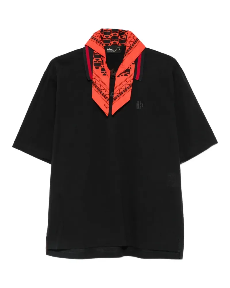 kolor bandana-embellishment polo shirt - Schwarz Schwarz