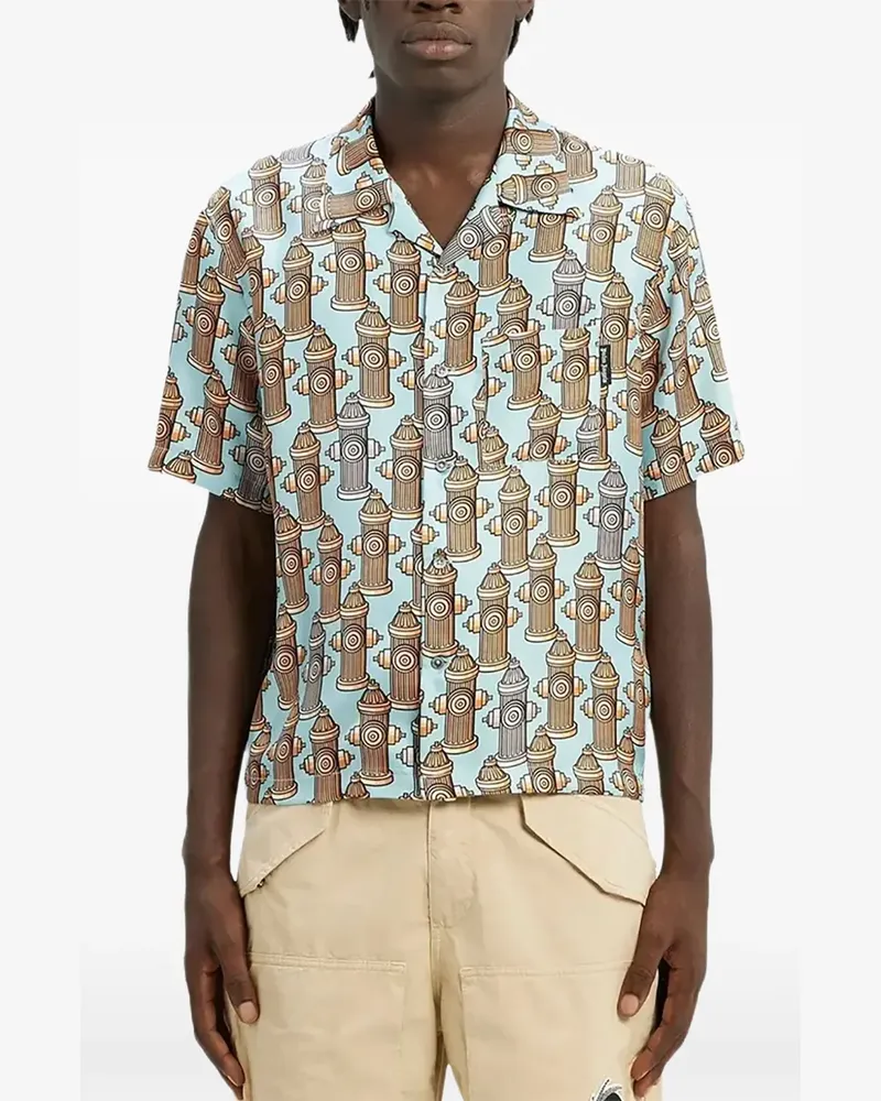 Palm Angels Hemd mit Hydranten-Print - Blau Blau