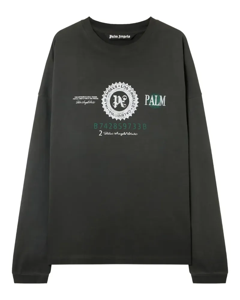 Palm Angels dollar-graphic long-sleeve T-shirt - Schwarz Schwarz