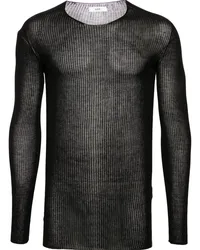 Rier Gerippter Strickpullover aus Seide Schwarz