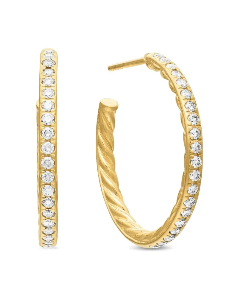 David Yurman 18kt Gelbgoldcreolen mit Diamantenpave 25,4mm Gold
